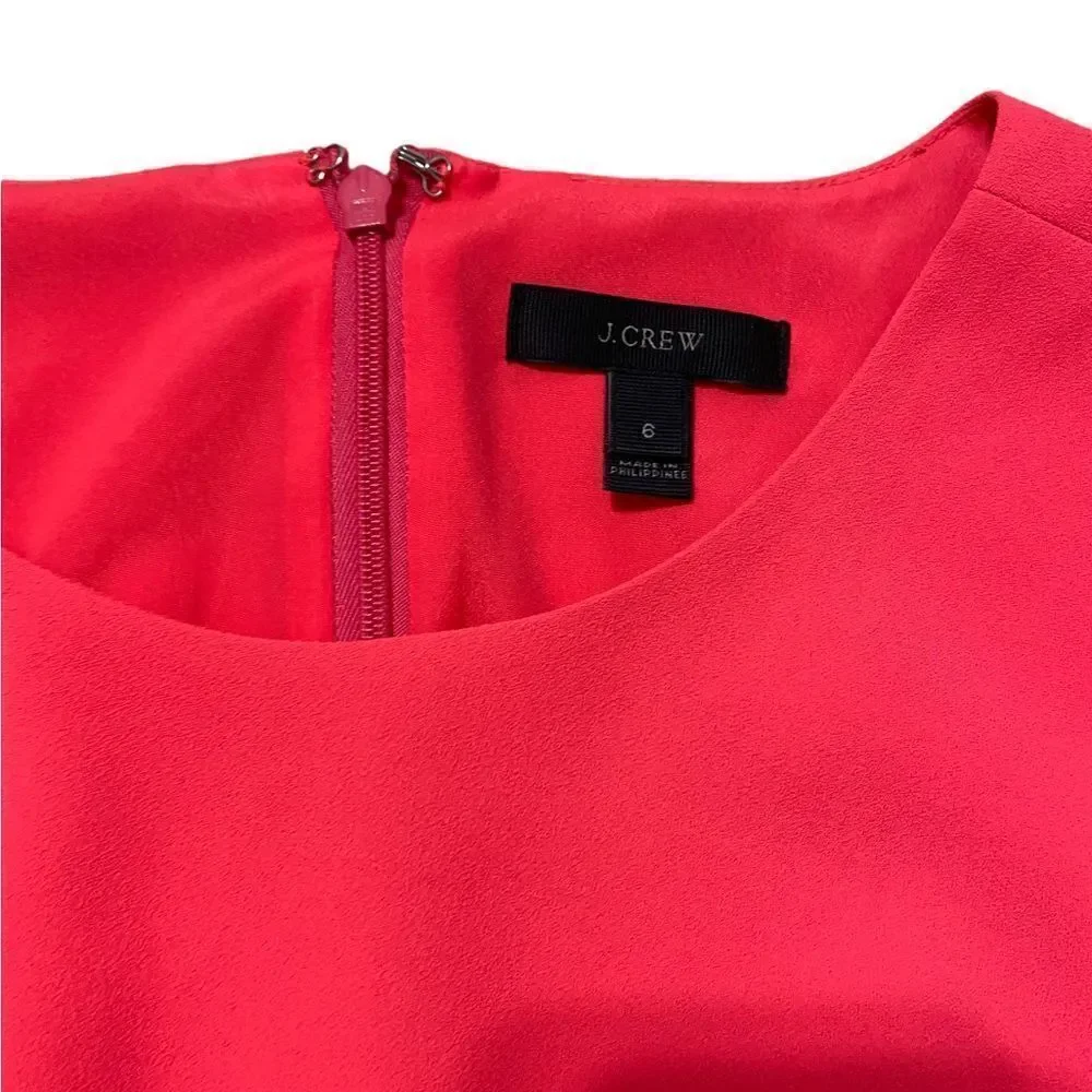 J Crew Pleated Sheath Dress Bright Pink Lined Crepe Style H6310